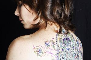 Back Piece Glittered Tattoo by JuliaArts photgraphed by Nichola Salvato